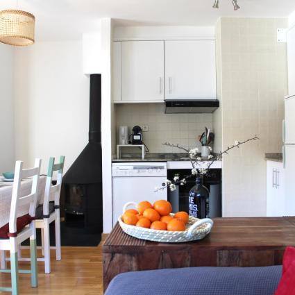 open kitchen on dining and living room