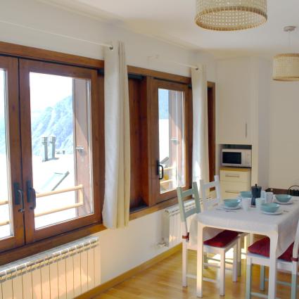 dining room with mountain views