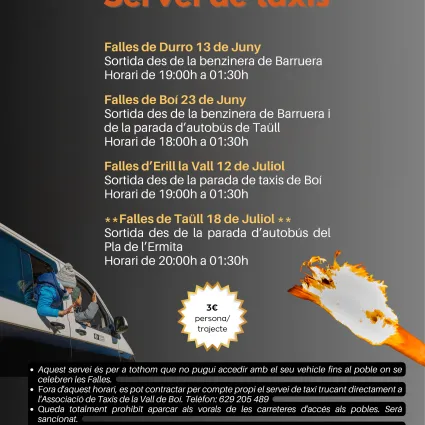 Servei de Taxis Falles de la Vall de Boí 2025