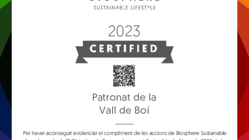 certificat Biosphere Oficina de Turisme Vall de Boí certificat Biosphere Oficina de Turisme Vall de Boí